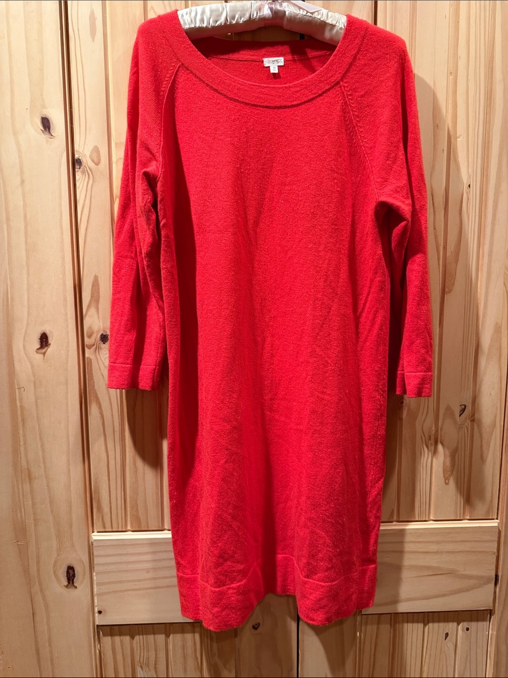 J. Crew Vibrant Red Long Sleeve Knit Dress